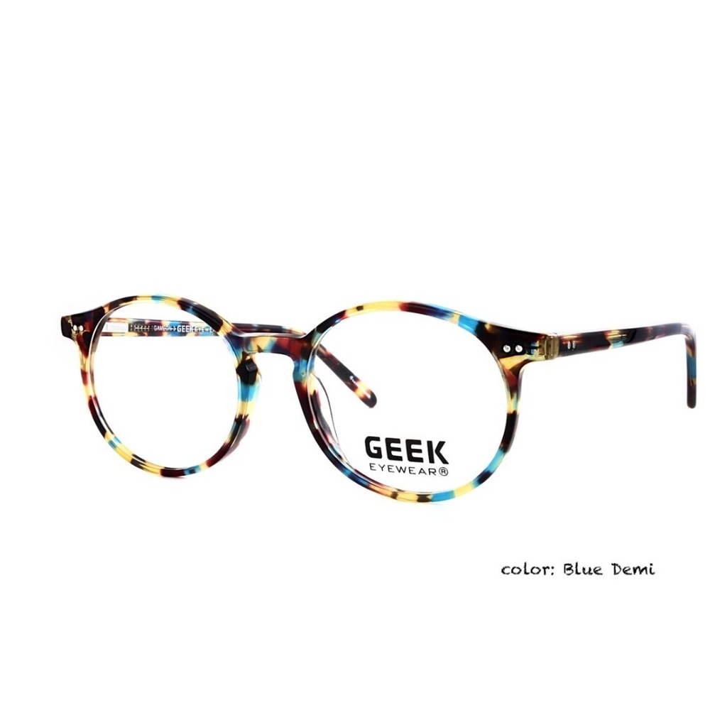 Geek Eyewear Game On 3 Round Blue Demi Tortoise Shell Eyeglass Frames 48-18-140